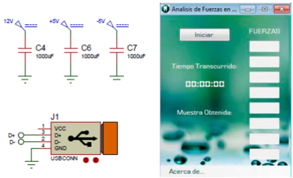 Fig. 8. Software Análisis de Fuerza con conexión USB al ordenador.