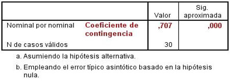 Tabla 8. Medidas Simétricas