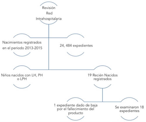 Figura 1. Esquema de selección de expedientes de pacientes con LPH en el Hospital de la Mujer Zacatecana