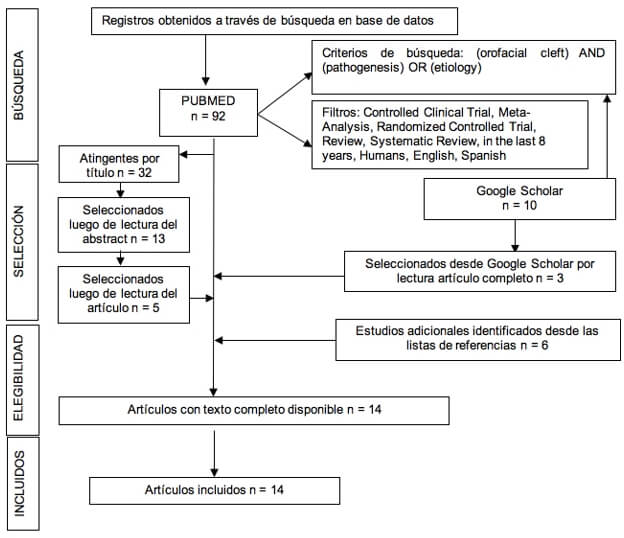 Figura 1: Diagrama de flujo de la búsqueda bibliográfica.