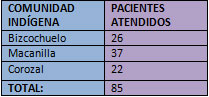 TABLA Nº 1 DISTRIBUCION DE PACIENTES PEDIÁTRICOS QUE ACEPTARON PARTICIPAR EN EL ESTUDIO POR COMUNIDADES INDÍGENAS.